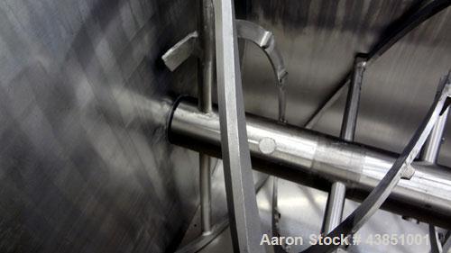 Used J H Day Double Spiral Ribbon Blender, Model 44X10, 120 Cubic Feet Working Capacity (144 Total), 304 Stainless Steel. Non-Jacketed trough 44" wide x 120" long x approximately 51" deep. 5-1/4" Dia...