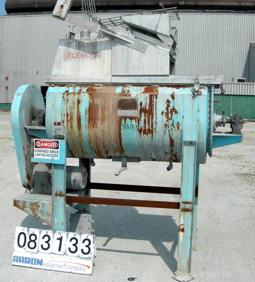 USED: J H Day Double Spiral Ribbon Blender, 17.5 cubic feet working capacity, 19.5 total, 316 stainless steel. Carbon steel jacketed trough 24" wide x 60" long x approximately 26" deep. 2" diameter s...