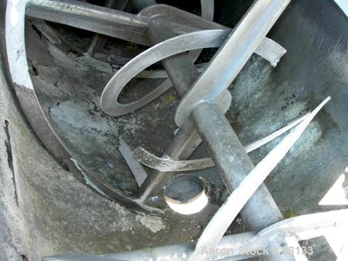 USED: J H Day Double Spiral Ribbon Blender, 17.5 cubic feet working capacity, 19.5 total, 316 stainless steel. Carbon steel jacketed trough 24" wide x 60" long x approximately 26" deep. 2" diameter s...