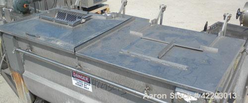 Used J.H. Day Double Spiral Ribbon Blender, model F, 54 cubic feet working capacity (59 total), 316 stainless steel. Jacketed trough 34" wide x 90" long x approximately 40" deep, rated 14.9 psi. 304 ...
