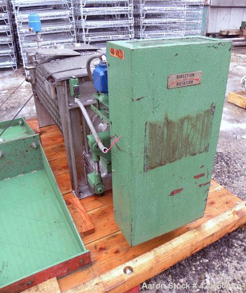 Used J.H. Day Paddle Mixer, 10.8 cubic feet working capacity, 12.5 total, 304 stainless steel. Dimple jacketed trough 21" wide x 48" long x approximately 24" deep, rated 125 psi at 353 deg F. 3" diam...