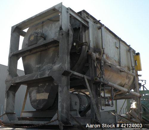 Used J.H. Day Double Spiral Ribbon Blender, 270 cubic feet working capacity (298 total), carbon steel. Jacketed trough 60" wide x 144" long x approximately 60" deep. 6" diameter shaft, inner ribbon 2...