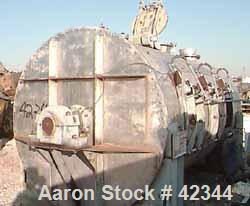 USED: Day cylindrical ribbon blender Model 72x12, 304 S/S. 327 cu ft total. 294.1 cu ft working capacity. 6'n dia x 12'n long. Flat heads. (1) end removable. Dbl spiral ribbon, inner 1/2" thk x 2-1/2...