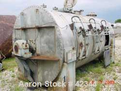 USED: Day cylindrical ribbon blender Model 72x12, 304 S/S. 327 cu ft total. 294.1 cu ft working capacity. 6'n dia x 12'n long. Flat heads. (1) end removable. Dbl spiral ribbon, inner 1/2" thk x 2-1/2...