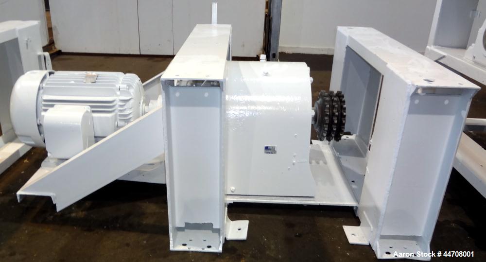 Used J.H. Day Double Spiral Ribbon Blender, 185 cubic feet working capacity, 304 stainless steel. Non-jacketed trough 50" wide x 144" long x approximately 59" deep. 6" Diameter shaft, inner ribbon 2"...