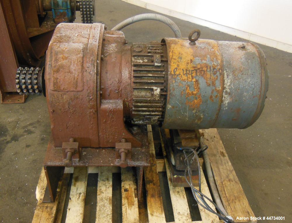Used J.H. Day Double Spiral Ribbon Blender, 100 Cubic Feet Working Capacity (115 Total), 304 Stainless Steel Clad. Carbon steel jacketed trough 40" wide x 120" long x approximately 47" deep, no ratin...