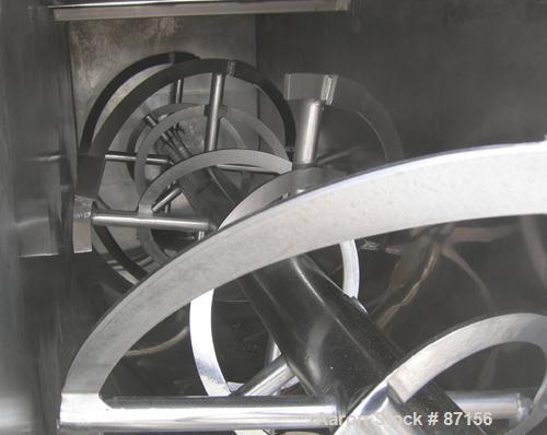 Used J H Day Double Spiral Ribbon Blender, 100 Cubic Feet Working Capacity, 316 Stainless Steel. Non-jacketed trough 35-5/8" wide x 155-5/8" long x approximately 42" deep. 5-1/2" diameter shaft. Inne...