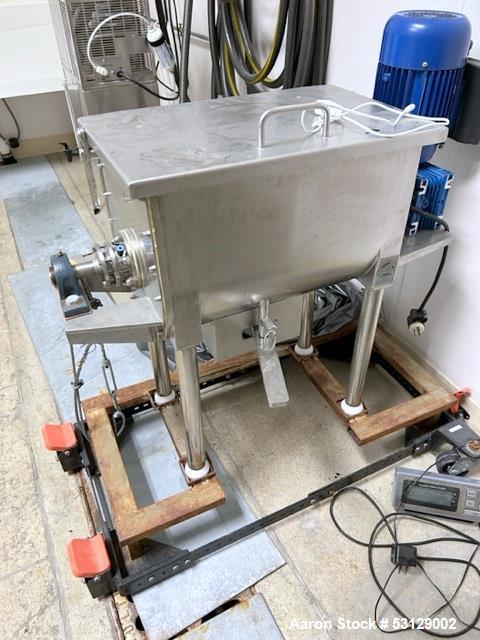 Used JDA Progress 1 Cubic Foot Pharmaceutical Double Ribbon Blender.  Features pharmaceutical grade internal mirror finish, polished external finish.