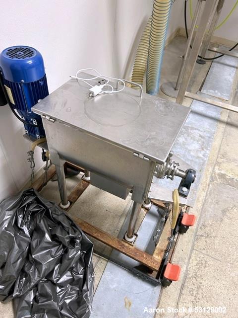 Used JDA Progress 1 Cubic Foot Pharmaceutical Double Ribbon Blender.  Features pharmaceutical grade internal mirror finish, polished external finish.