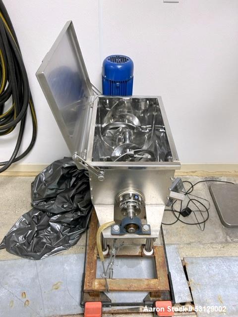 Used JDA Progress 1 Cubic Foot Pharmaceutical Double Ribbon Blender.  Features pharmaceutical grade internal mirror finish, polished external finish.