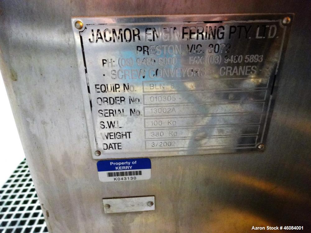 Used Jacmor Engineering Double Spiral Ribbon Batch Mixer, Model BLN 8A, Stainle