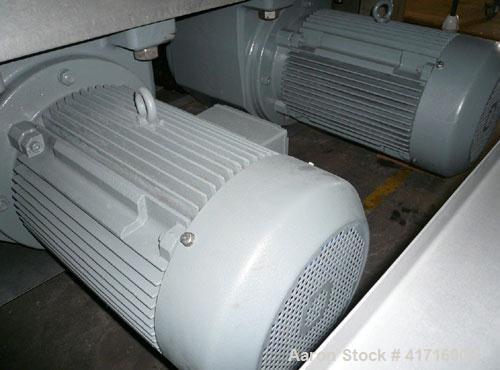 Used Karl Schnell Twin Shaft Ribbon Mixer. All stainless steel, capacity 1190 gallons (4,500 liters). Bowl dimensions 5'3" long x 9'5" wide x 3'3" deep (1600 mm long x 2900 mm wide x 1000 mm deep). (...
