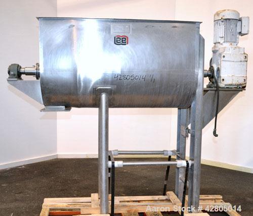 Used Lee Industries Double Spiral Ribbon Blender, 27.8 Cubic Feet (1200 Pound) Working Capacity, Model 1200TDR, 316 Stainless Steel. #4 Finish Non-jacketed trough 30’’ wide x 60’’ long x 32’’ deep. O...