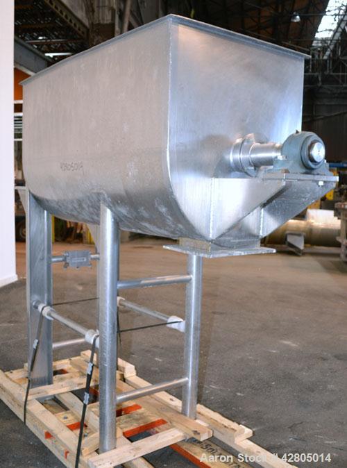 Used Lee Industries Double Spiral Ribbon Blender, 27.8 Cubic Feet (1200 Pound) Working Capacity, Model 1200TDR, 316 Stainless Steel. #4 Finish Non-jacketed trough 30’’ wide x 60’’ long x 32’’ deep. O...