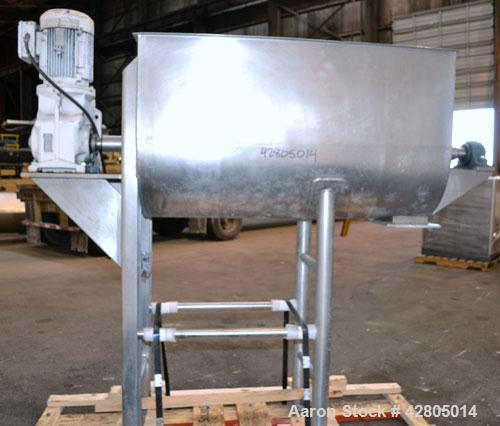 Used Lee Industries Double Spiral Ribbon Blender, 27.8 Cubic Feet (1200 Pound) Working Capacity, Model 1200TDR, 316 Stainless Steel. #4 Finish Non-jacketed trough 30’’ wide x 60’’ long x 32’’ deep. O...