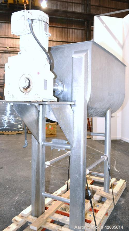 Used Lee Industries Double Spiral Ribbon Blender, 27.8 Cubic Feet (1200 Pound) Working Capacity, Model 1200TDR, 316 Stainless Steel. #4 Finish Non-jacketed trough 30’’ wide x 60’’ long x 32’’ deep. O...