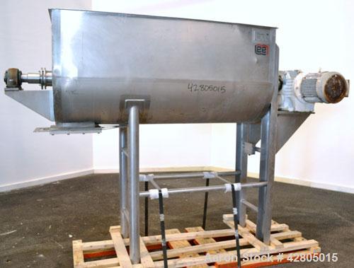 Used Lee Industries Double Spiral Ribbon Blender, 33.3 Cubic Feet Working Capacity, Model 200TDR, 316 Stainless Steel. #4 Finish Non-jacketed trough 30’’ wide x 72’’ long x 32’’ deep. Open top, no co...