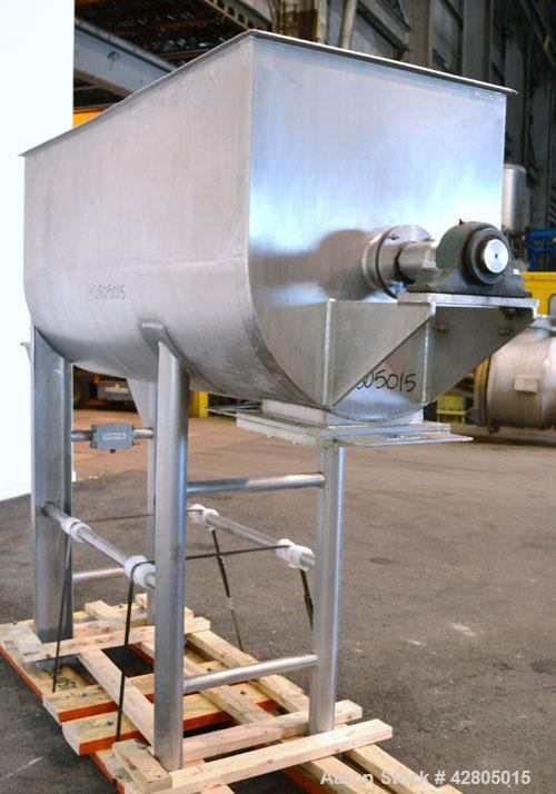 Used Lee Industries Double Spiral Ribbon Blender, 33.3 Cubic Feet Working Capacity, Model 200TDR, 316 Stainless Steel. #4 Finish Non-jacketed trough 30’’ wide x 72’’ long x 32’’ deep. Open top, no co...