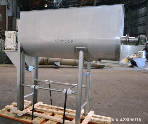 Used Lee Industries Double Spiral Ribbon Blender, 33.3 Cubic Feet Working Capacity, Model 200TDR, 316 Stainless Steel. #4 Finish Non-jacketed trough 30’’ wide x 72’’ long x 32’’ deep. Open top, no co...