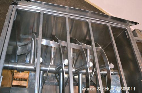 Used Lee Industries Double Spiral Ribbon Blender, 22.2 Cubic Feet (900 Pound) Working Capacity, Model 900TDR, 316 Stainless Steel. #4 Finish Non-jacketed trough 30’’ wide x 48’’ long x 32’’ deep. Ope...