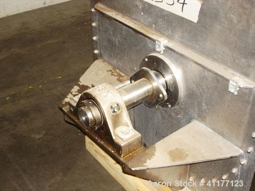 Used Lowe Industries Double Spiral Ribbon Blender, 36 Cubic Feet Working Capacity, Model CD-36, 304 Stainless Steel. Non-jacketed trough 28" wide x 72" long x approximately 32" deep. 2-3/4" diameter ...