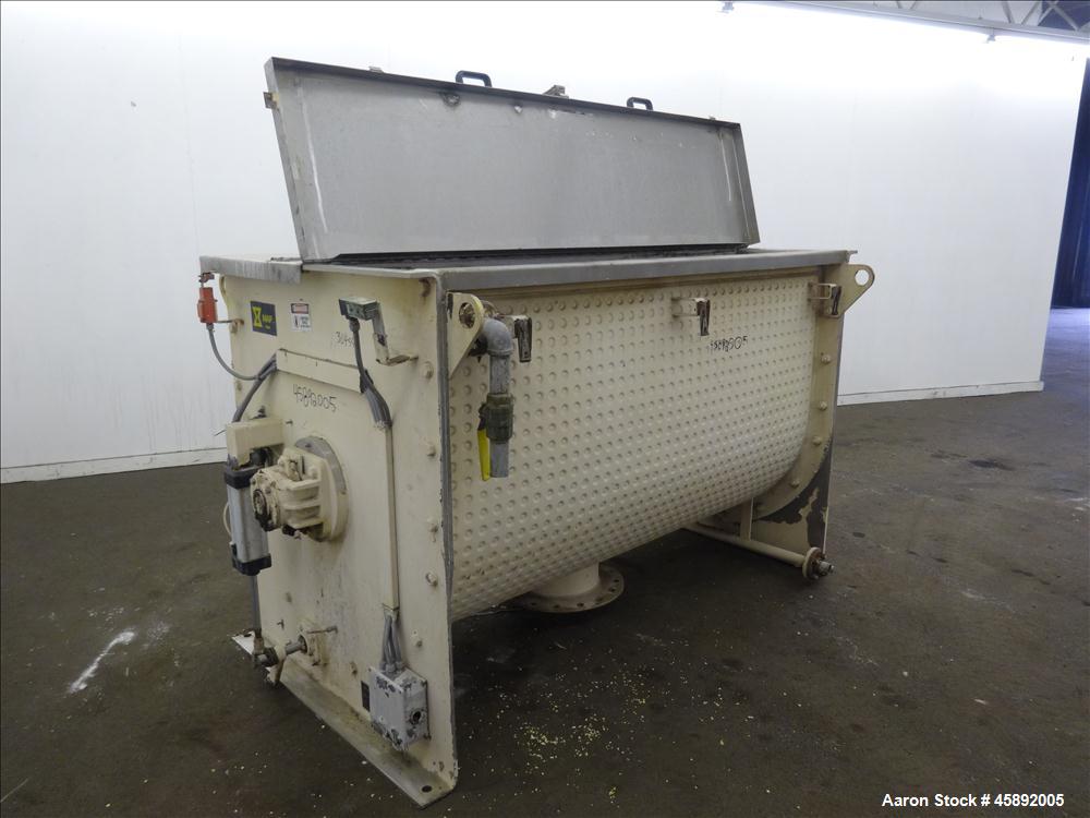 Used MAP s.r.l Double Spiral Ribbon Blender, Model WNHX1500E/0DK, Approximate 70 Cubic Feet, 304 Stainless Steel. 316 Stainless steel dimple jacketed trough approximate 42" wide x 79" long x 47" deep...