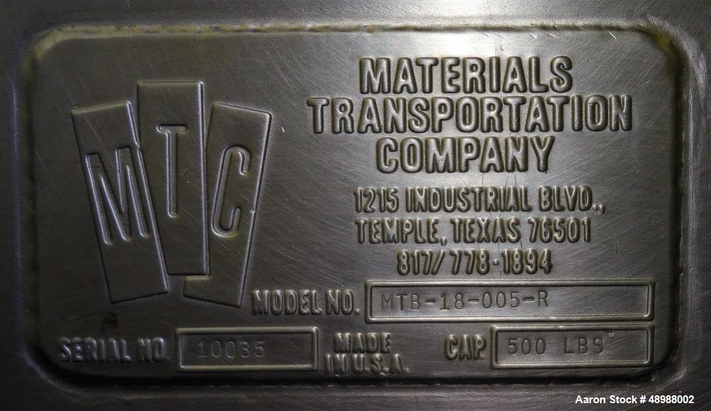 Used- Materials Transportation Company (MTC) Mixer, Model MTB-18-005-R.