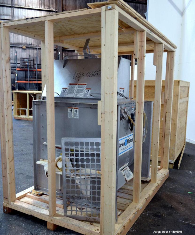 Used Marion Ribbon Blender, Model SRS-3648, 30 Cubic Foot Working Capacity (41 Total), 304 Stainless Steel. Non-jacketed trough 36” wide x 48” long x approximately 45” deep. 3” Diameter shaft. Inner ...