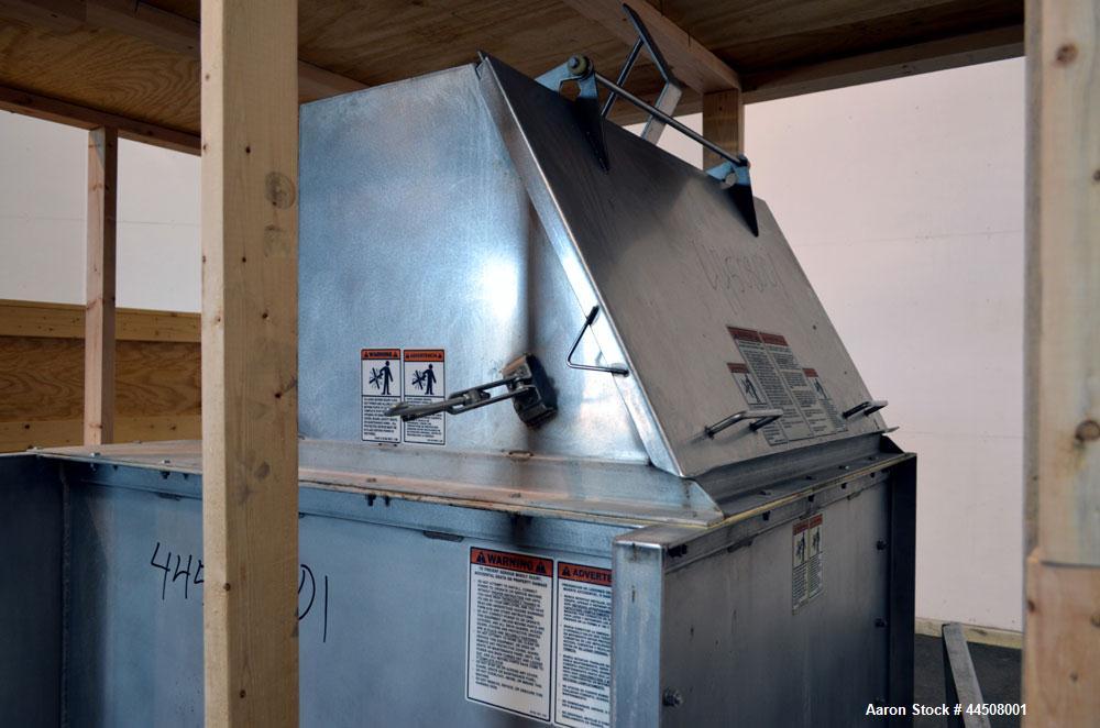 Used Marion Ribbon Blender, Model SRS-3648, 30 Cubic Foot Working Capacity (41 Total), 304 Stainless Steel. Non-jacketed trough 36” wide x 48” long x approximately 45” deep. 3” Diameter shaft. Inner ...