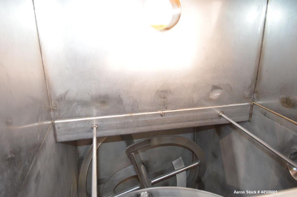 Used Marion Ribbon Blender, Model SRS-3648, 30 Cubic Foot Working Capacity (41 Total), 304 Stainless Steel. Non-jacketed trough 36” wide x 48” long x approximately 45” deep. 3” Diameter shaft. Inner ...