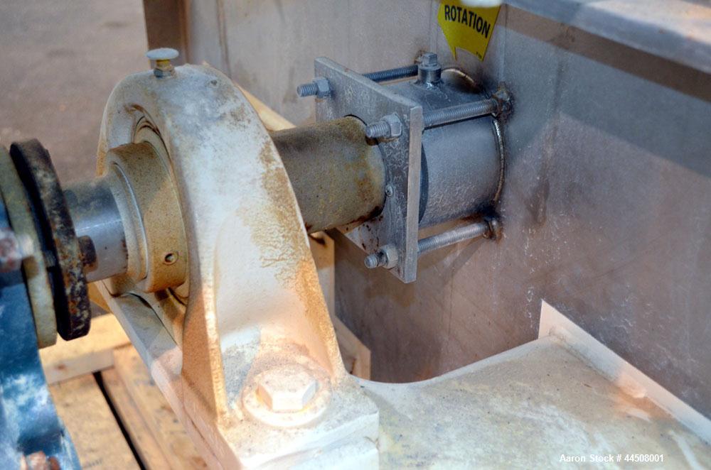 Used Marion Ribbon Blender, Model SRS-3648, 30 Cubic Foot Working Capacity (41 Total), 304 Stainless Steel. Non-jacketed trough 36” wide x 48” long x approximately 45” deep. 3” Diameter shaft. Inner ...