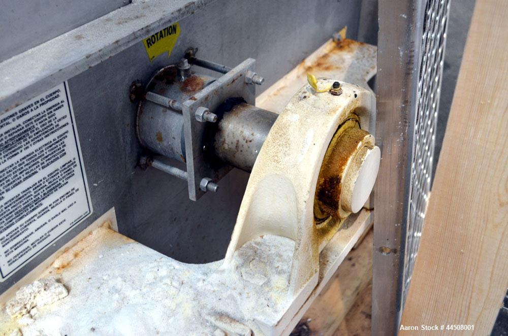 Used Marion Ribbon Blender, Model SRS-3648, 30 Cubic Foot Working Capacity (41 Total), 304 Stainless Steel. Non-jacketed trough 36” wide x 48” long x approximately 45” deep. 3” Diameter shaft. Inner ...