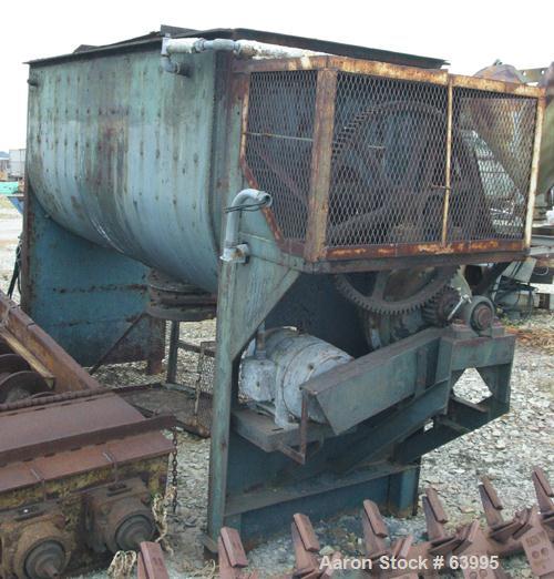Used- Marion Interrupted Double Spiral Ribbon Blender, 130 Cubic Feet, Carbon Steel. Carbon steel bottom jacketed trough 47"...