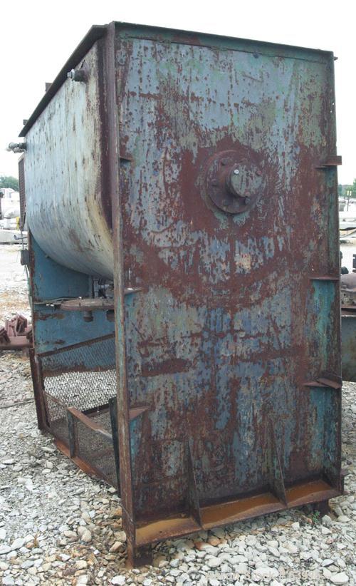 Used- Marion Interrupted Double Spiral Ribbon Blender, 130 Cubic Feet, Carbon Steel. Carbon steel bottom jacketed trough 47"...