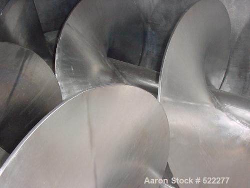 USED: Mepaco model 170 MD twin screw mixer/blender. 5,000 lb or 136 cu ft capacity. Equipped with pneumatically operated end discharge. The mix tub is 64" wide x 94" long x 43" high. The overall dime...