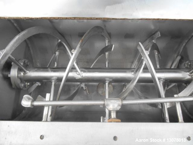 Used Munson, Model HDI 1/2-3 Jacketed Ribbon Blender. Stainless Steel Contact Parts, 3 HP drive. S/N 12895-A, body is 36" x 22" wide x 20" deep.