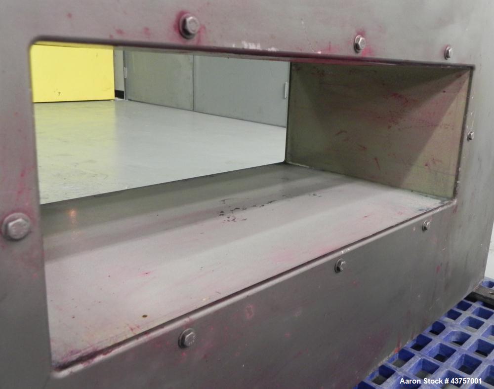 Used Ribbon Blender, 15 Cubic Feet, 304 Stainless Steel. Non-jacketed trough 25” wide x 48” long x approximately 28” deep. 2-1/2” Diameter shaft, inner ribbon 1-1/2” wide x 3/16” thick, outer ribbon ...