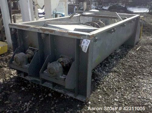 Used Ten Have Engineering Dual Shaft Ribbon Blender, 73 cubic feet, type RYS Lintmenger. Stainless steel trough 49’’ wide x 120’’ long. (2) 24’’ diameter carbon steel tangential double ribbons, outbo...