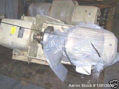 Used Hayes & Stolz Double Ribbon Blender. Manufactured 1998. 196 cubic foot, food grade stainless steel, 40 hp drive, 10 rpm at ribbon, covered top with (2) 7" and (2) 25" square inlets. Approximatel...