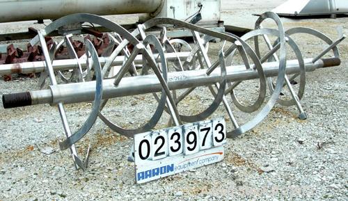 Used Ribbon Assembly Only, 140 Cubic Feet, 347 Stainless Steel. 48'' diameter x 120'' long double spiral for center discharge. Inner ribbon 2-7/16" wide x 3/8" thick. Outer 2-3/16" wide x 5/16" thick...