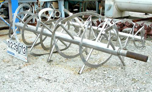 Used Ribbon Assembly Only, 140 Cubic Feet, 347 Stainless Steel. 48'' diameter x 120'' long double spiral for center discharge. Inner ribbon 2-7/16" wide x 3/8" thick. Outer 2-3/16" wide x 5/16" thick...