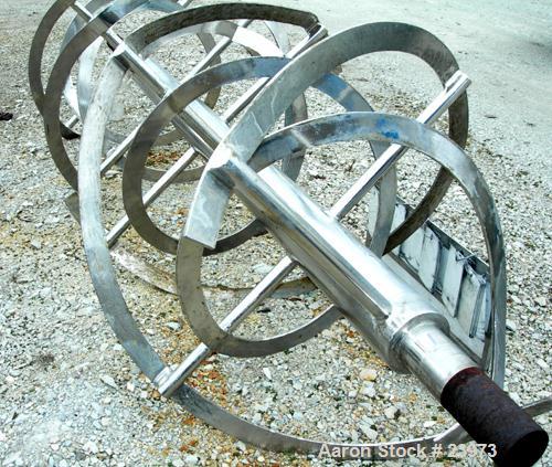 Used Ribbon Assembly Only, 140 Cubic Feet, 347 Stainless Steel. 48'' diameter x 120'' long double spiral for center discharge. Inner ribbon 2-7/16" wide x 3/8" thick. Outer 2-3/16" wide x 5/16" thick...