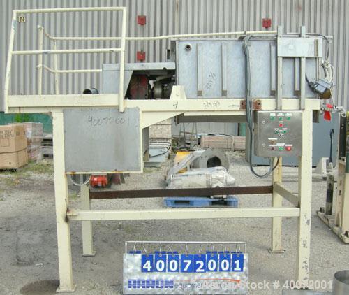 Used Twin Shaft Ribbon Mixer, Approximately 41 Cubic Foot Capacity, 304 Stainless Steel.  304 stainless steel jacketed trough 40" wide x 51" long x approximately 17" deep, no rating.  (2) 3 1/4" diam...