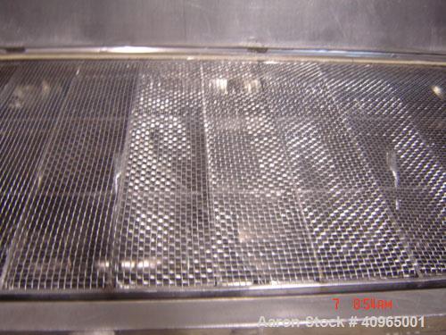 Used Ribbon Blender, 25 Cubic Feet, Stainless Steel. Non-jacketed trough 29" wide x 58" long x 32" deep, 6" center bottom outlet. Stainless steel split packing glands, split two piece cover and safet...