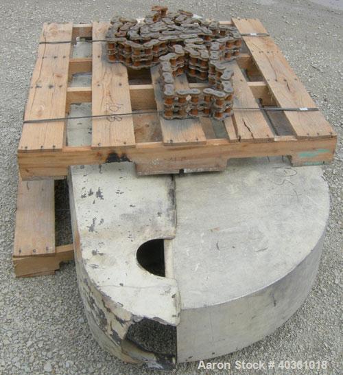 Used O'Hara Double Spiral Ribbon Blender, 200 cubic feet, model RB200, 304 stainless steel. Non-jacketed trough approximately 54" wide x 144" long. Ribbons welded to posts. 1 piece top cover, 8" cent...