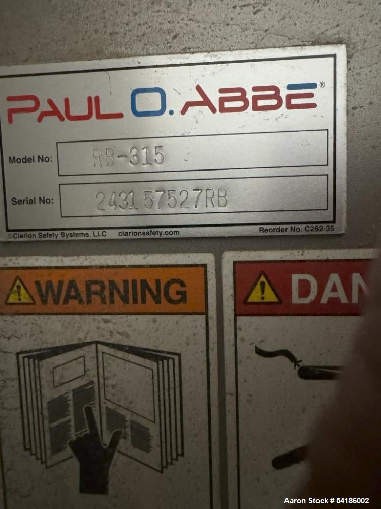 Used Paul O. Abbe RB-315 Ribbon Blender – 315 Cu Ft Stainless Steel Food Grade Industrial Mixer