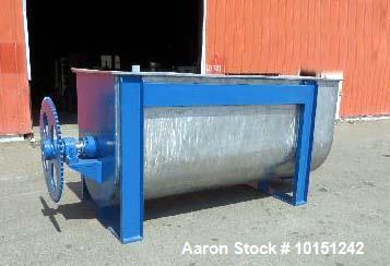 Used- Paul O Abbe 175 Cubic Foot Ribbon Mixer. Stainless steel construction (product contact areas). Hinged top cover, 6" bo...