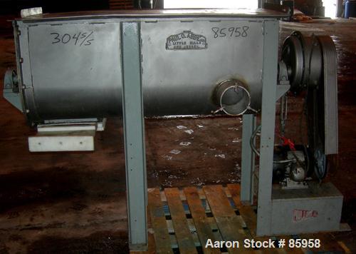USED: Paul O Abbe double spiral ribbon blender, 8.3 cubic feet working capacity, 304 stainless steel. Non-jacketed trough 50" long x 18" wide x approximately 22" deep. 2-1/2" diameter shaft. Inner ri...