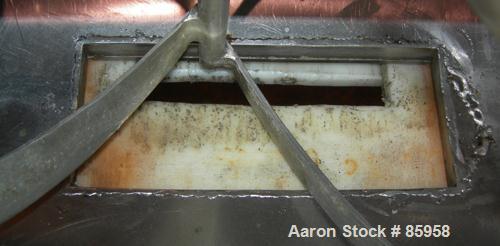 USED: Paul O Abbe double spiral ribbon blender, 8.3 cubic feet working capacity, 304 stainless steel. Non-jacketed trough 50" long x 18" wide x approximately 22" deep. 2-1/2" diameter shaft. Inner ri...