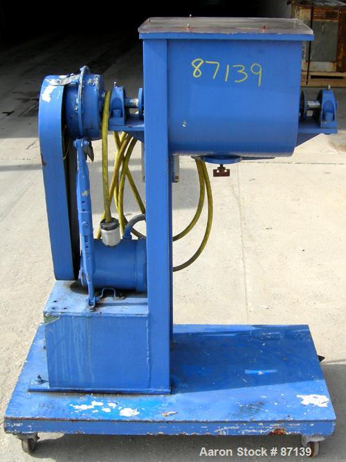 USED: Paul O Abbe double spiral ribbon blender, 1.18 cubic feet working capacity, 304 stainless steel. Non-jacketed trough 12" wide x 16" long x approximately 15" deep. 1-1/2" diameter shaft, inner r...